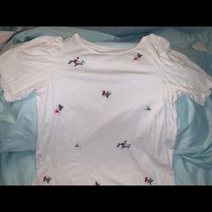 Light cotton Loft T-shirt with embroidered flowers